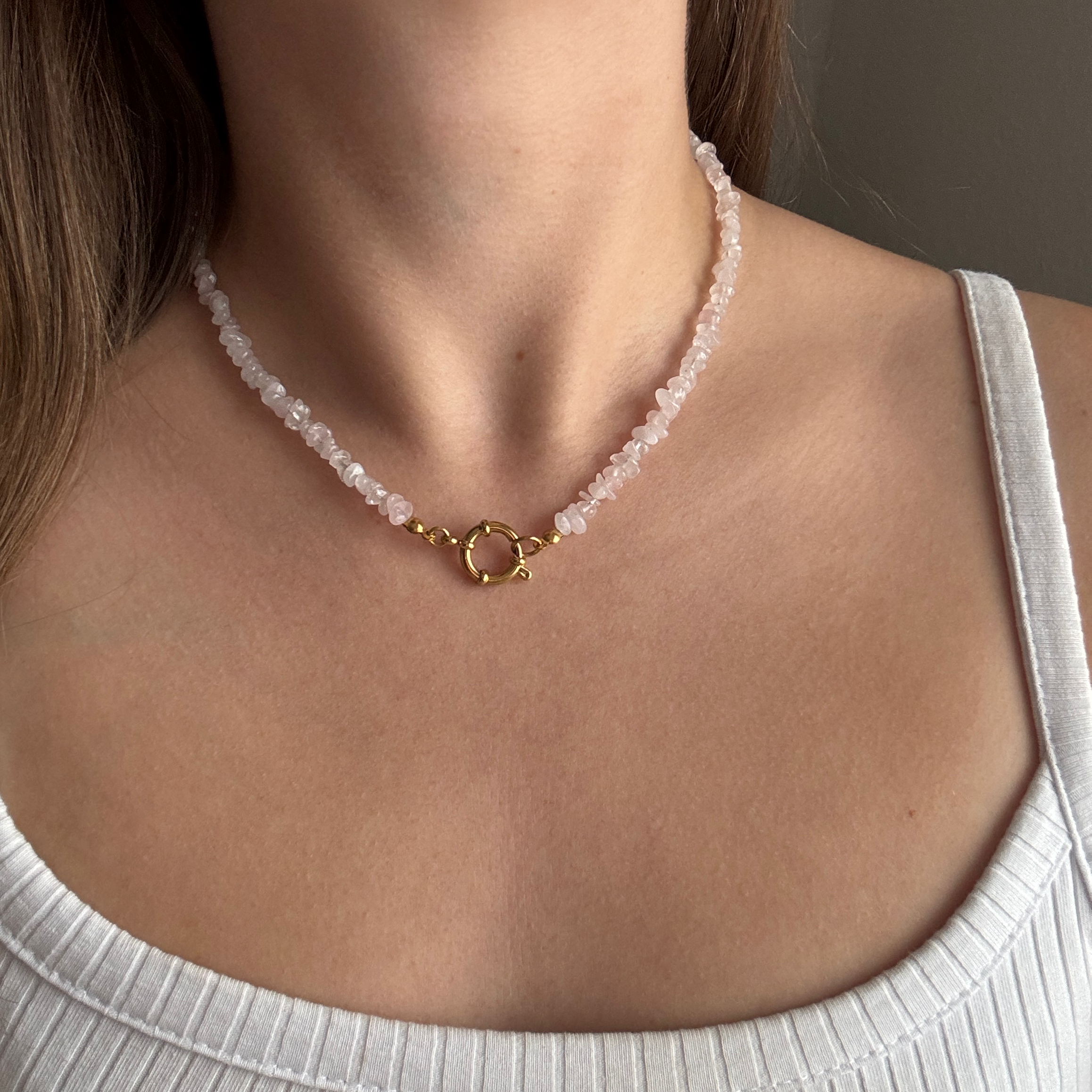 rosenquarzkette#Farbe_Gold