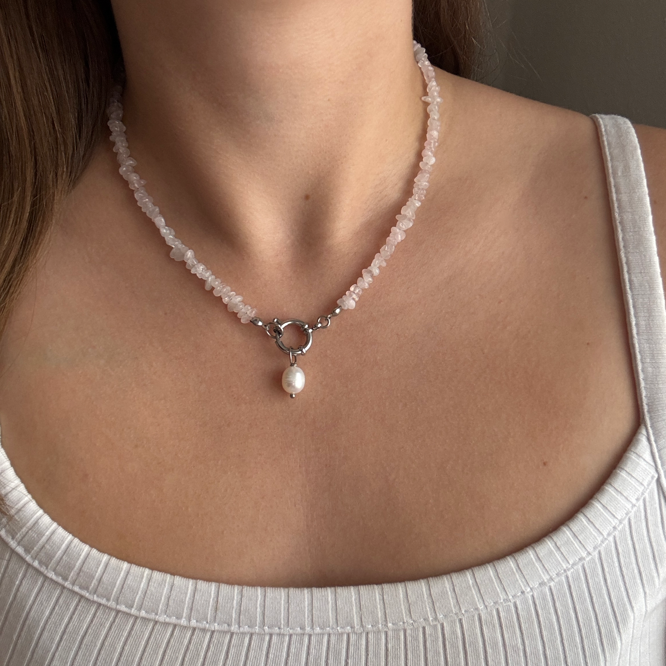 rosenquarzkette#Farbe_Silber