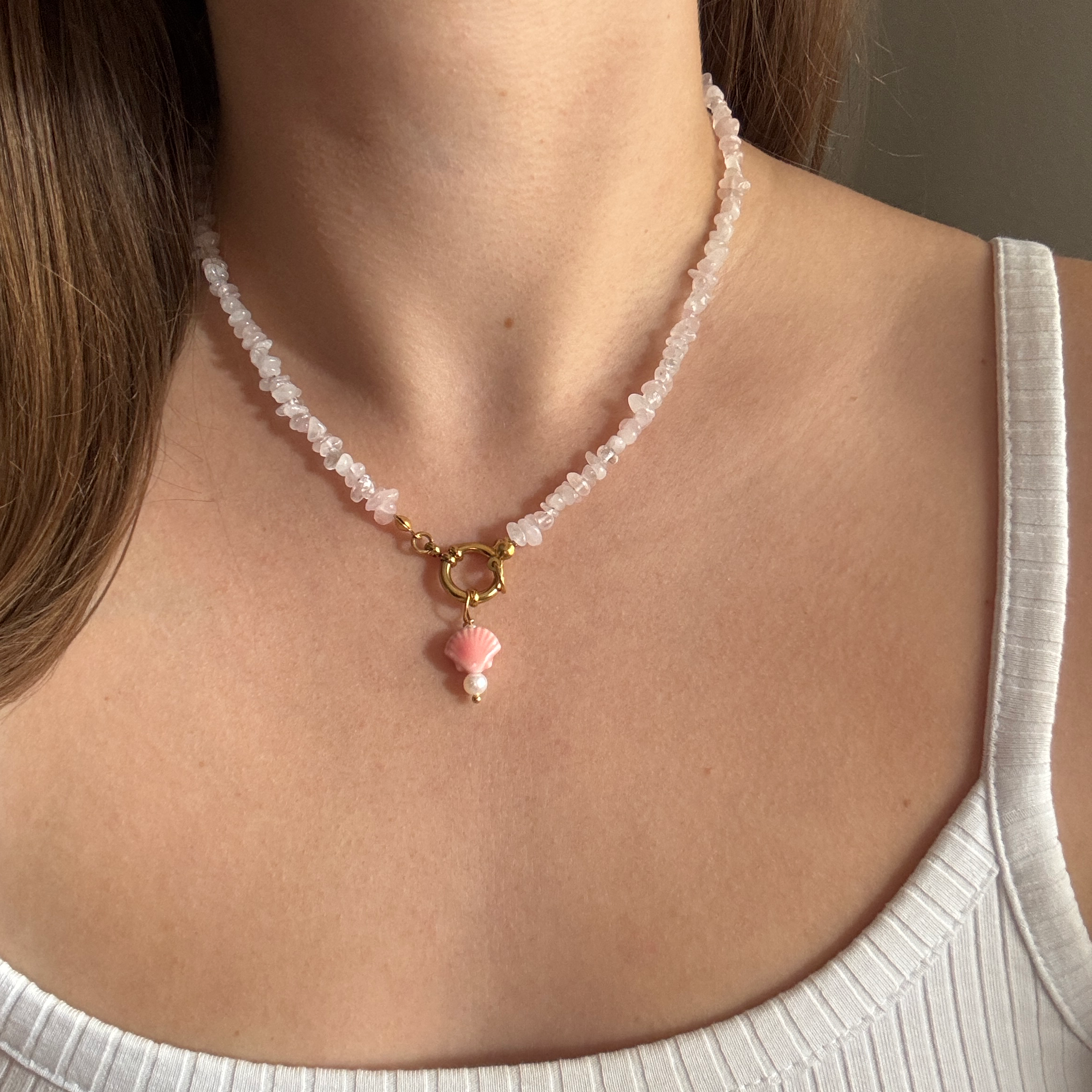 rosenquarzkette#Farbe_Gold