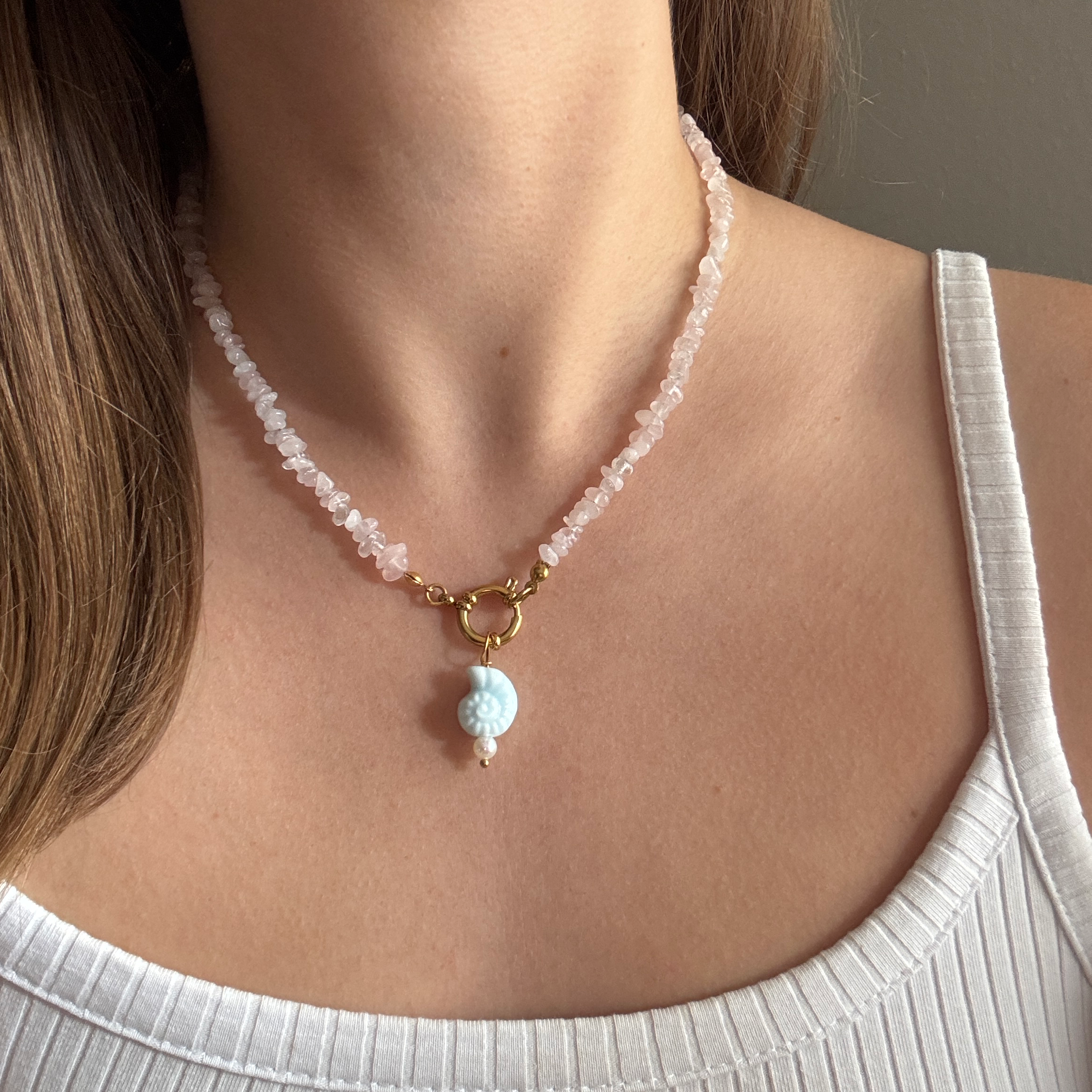 rosenquarzkette#Farbe_Gold